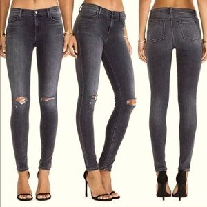 J Brand Super Skinny Nemesis Jeans Grey Distressed Size 27